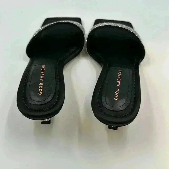 ๐ with box Good American square toed rhinestone heeled slides size 9 - Picture 6 of 12